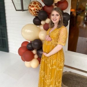 PinkBlush Mustard Yellow Lace Dress